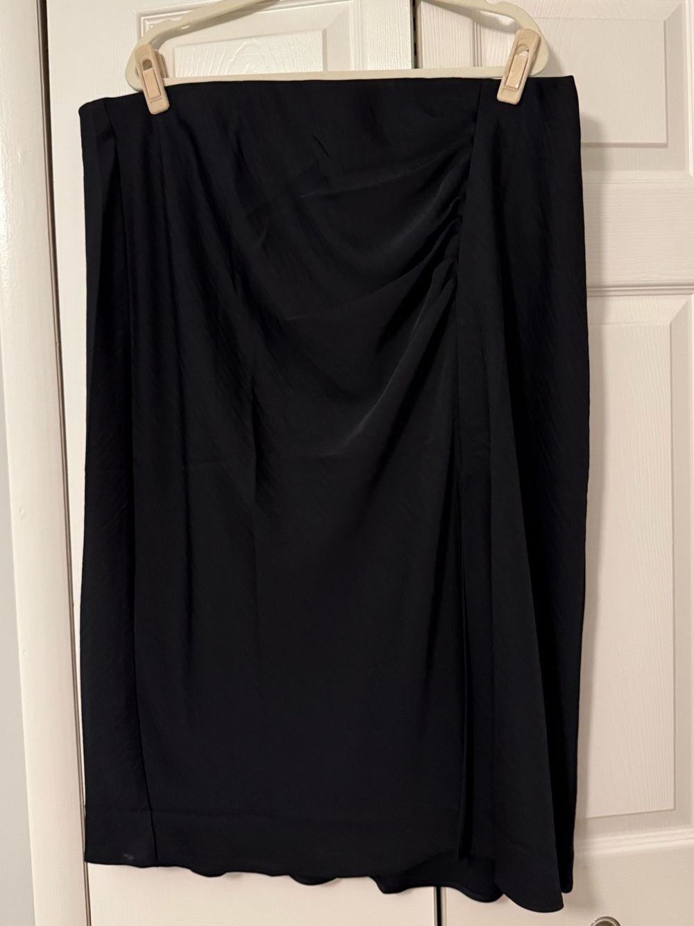 A New Day Black Silky Midi Skirt